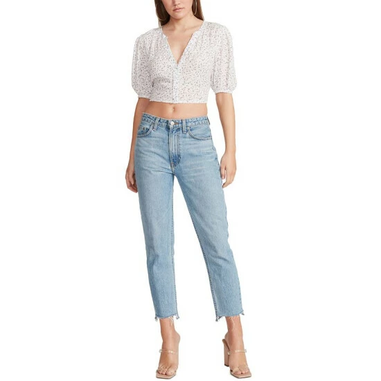Coupon 🎁 BB Dakota By Steve Madden 👩 Women's Down In The Valley Floral Print Crop Top White 💯 - Image 4