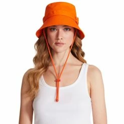 Top 10 😍 Steve Madden 👩 Women's Cotton Canvas Buckle-Trim Bucket Hat Bright Orange 😉