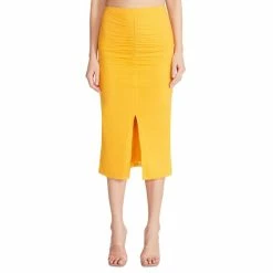 Promo 👍 BB Dakota By Steve Madden 👩 Women's Ruched Hour Midi 👗 Skirt Radiant Yellow 🤩