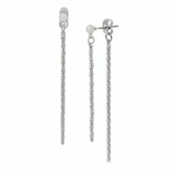 Discount 😍 Steve Madden Chain Front Back Earrings Rhodium ✨