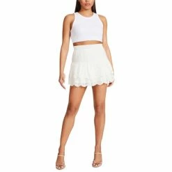 Deals 🎉 BB Dakota By Steve Madden 👩 Women's Eyelet You Won't 👗 Skirt White 🌟