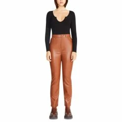 Hot Sale 🛒 Steve Madden 👩 Women's Josie Faux-Leather Pants Cognac 🤩