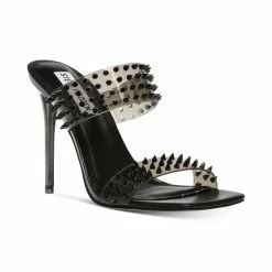 Best Sale ๐ Steve Madden ๐ฉ Women's Lunna Studded Vinyl ๐ฉด Sandals Black ๐