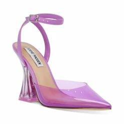 Wholesale ⭐ Steve Madden 👩 Women's Zelie Vinyl Two-Piece Pumps Bright Purple Vinyl ❤️
